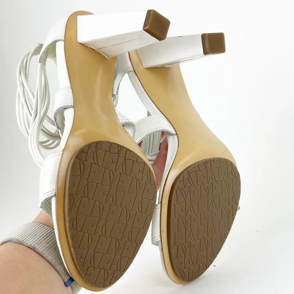 Diane Von Furstenberg White Wrap Around Heeled Sandals Size 9